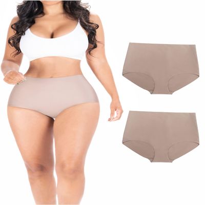 BE SHAPY 8520 x2 Pack Fajas Colombianas Seamless Tummy Control Body Shaper High Waist Underwear Panties Shapewear for Women