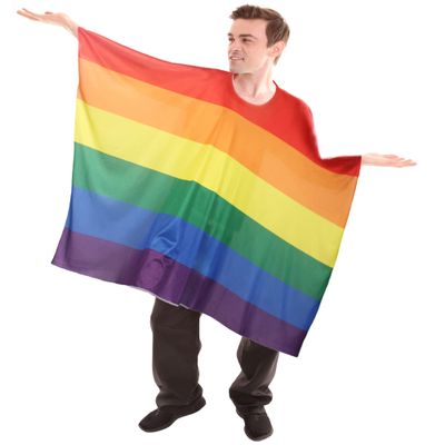 HPO Unisex LGBTQ Flag Tunic Poncho Rainbow Color Pride Costume | One Size Fits All | Made with 100% Synthetic Polyester Fabric