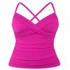 coastal rose Womens Tankini Top Twist V Neck Swim Top Ruched Tummy Control Swimsuit Tops US14 Hot Pink view 1