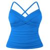 coastal rose Womens Tankini Top Twist V Neck Swim Top Ruched Tummy Control Swimsuit Tops US16 Brilliant Blue view 1