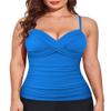 coastal rose Womens Tankini Top Twist V Neck Swim Top Ruched Tummy Control Swimsuit Tops US16 Brilliant Blue view 2