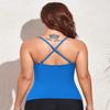 coastal rose Womens Tankini Top Twist V Neck Swim Top Ruched Tummy Control Swimsuit Tops US16 Brilliant Blue view 4