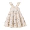 YOUNGER TREE Toddler Girl Outfits Baby Ruffled Sleeveless Princess Dresses Tutu Skirt Summer Sleeveless Smocking Casual Dress(2-3T,Khaki) view 1