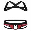 Manyakai Men's X-Shape Harness Belt Vest with Jock Straps Butt-Flaunting Thongs Gay Party Clubwear Red Medium view 1