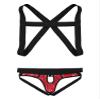 Manyakai Men's X-Shape Harness Belt Vest with Jock Straps Butt-Flaunting Thongs Gay Party Clubwear Red Medium view 3