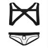 Manyakai Men's X-Shape Harness Belt Vest with Jock Straps Butt-Flaunting Thongs Gay Party Clubwear Red Medium view 4