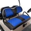 NOKINS Golf Cart Club Car DS 2000.5-Up Diamond Seat Covers Kit, Fits Club Car DS OEM Standard Front Seat Cushion, Golf Cart Vinyl Seat Cover, No Nails Required (Blue and Black) view 1