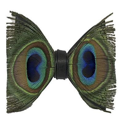 Galsawi Men's Pre-Tied Bow Tie Handmade Feathers Bowtie Adjustable Length Necktie
