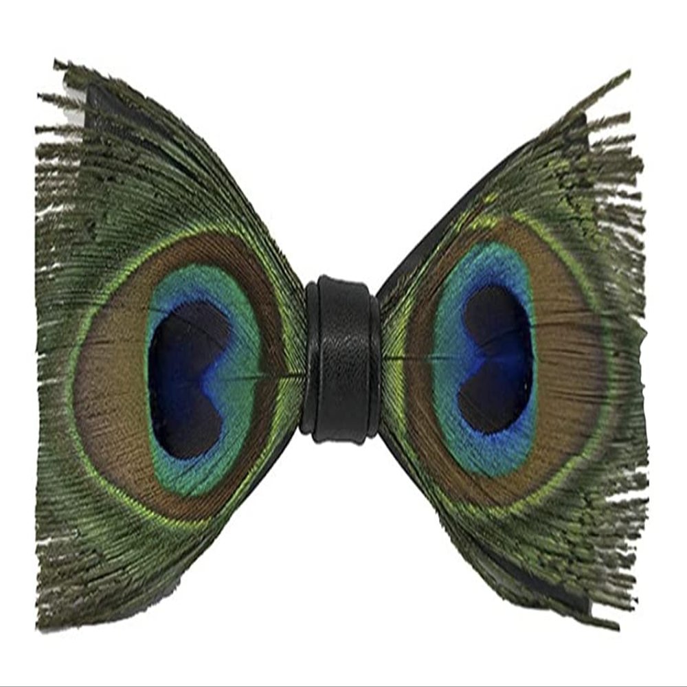 Galsawi Men's Pre-Tied Bow Tie Handmade Feathers Bowtie Adjustable Length Necktie