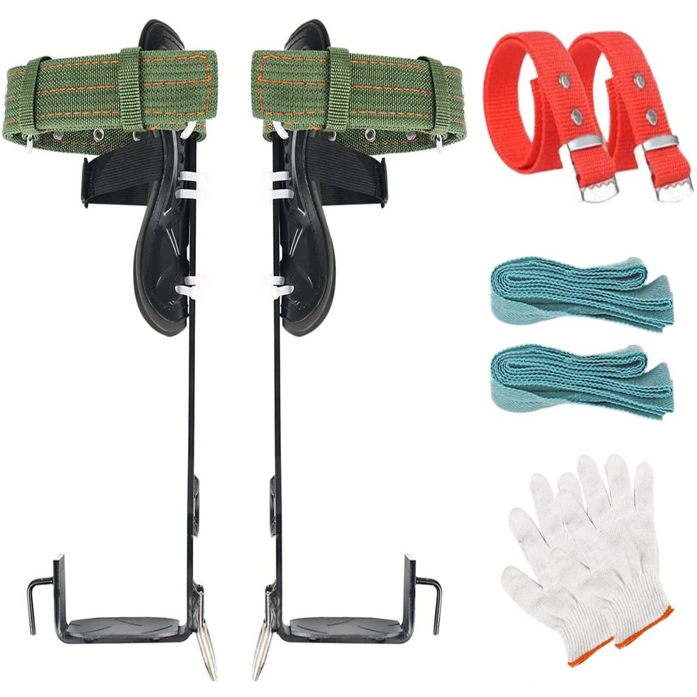 Tree Climbing Spike Set, 2 Claws Adjustable Tree Climbing Spikes with Drawstring Belt for Outdoor Jungle Survival, Picking Fruit, Indoor and Outdoor Sports