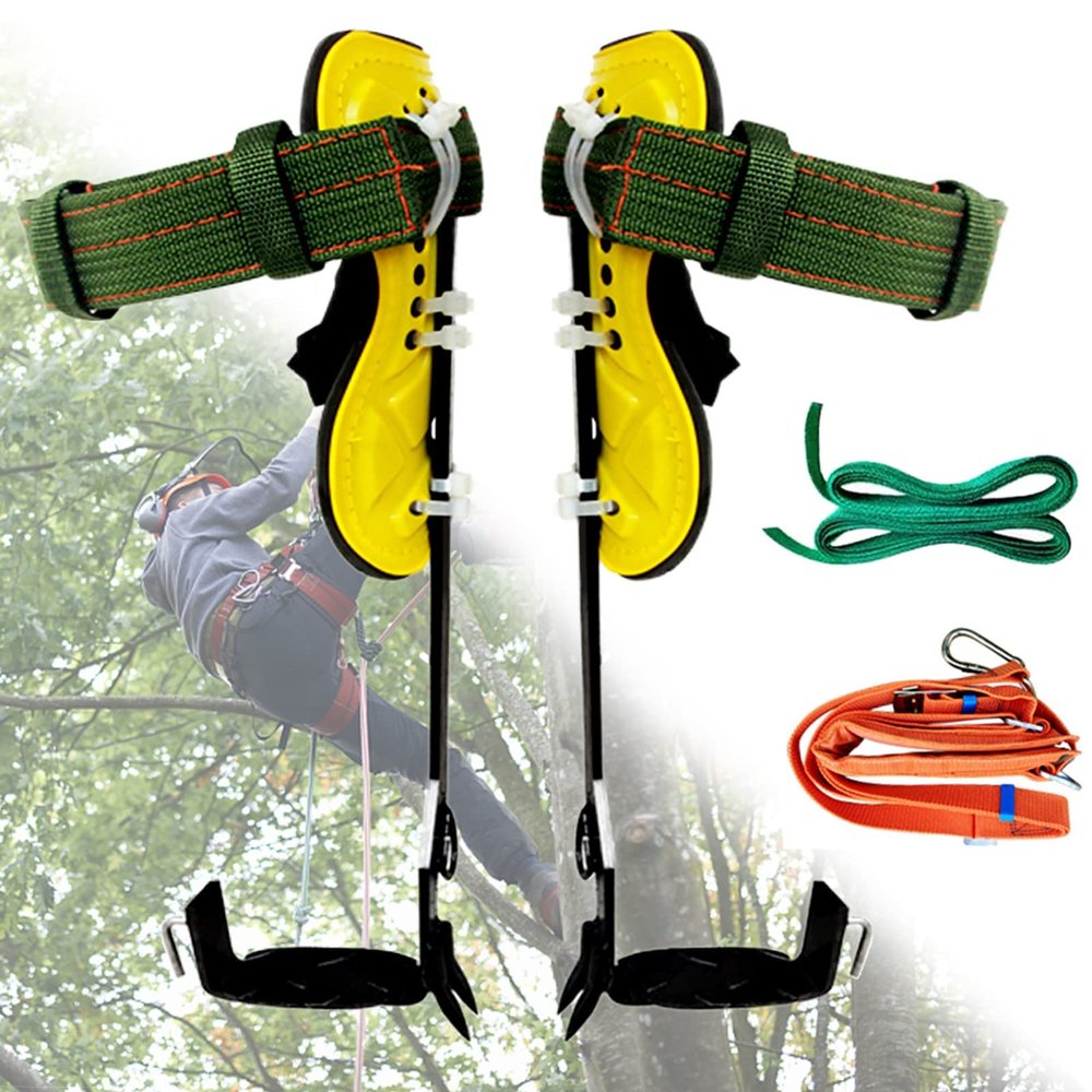 Tree Climbing Spike Set, Non-Slip Tree Climbing Tool with Harness, Adjustable Climbing Trees Artifact for Outdoor Adventures and Tree Climbing Practice, 2 Claws, Strong and Sharp