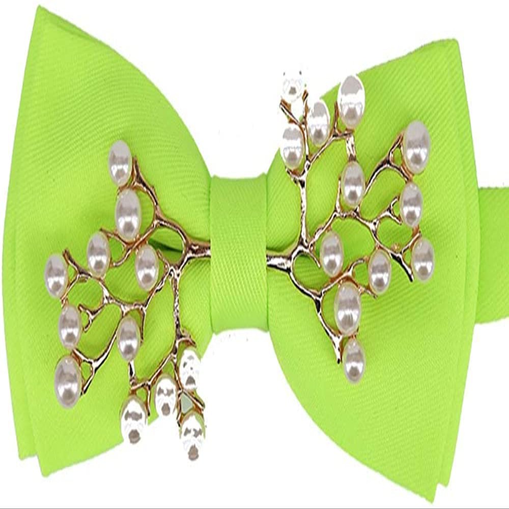 Galsawi Mens Pre-Tied Bow Ties Metal Pearl Two-Layer Bowtie Adjustable Length Necktie