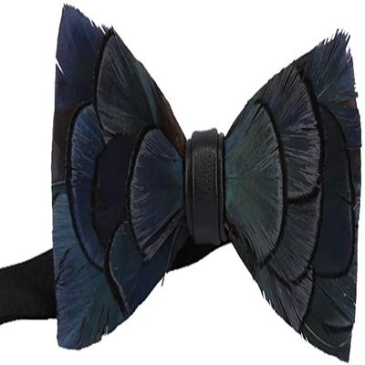Galsawi Men's Pre-Tied Bow Tie Handmade Feathers Bowtie Adjustable Length Necktie