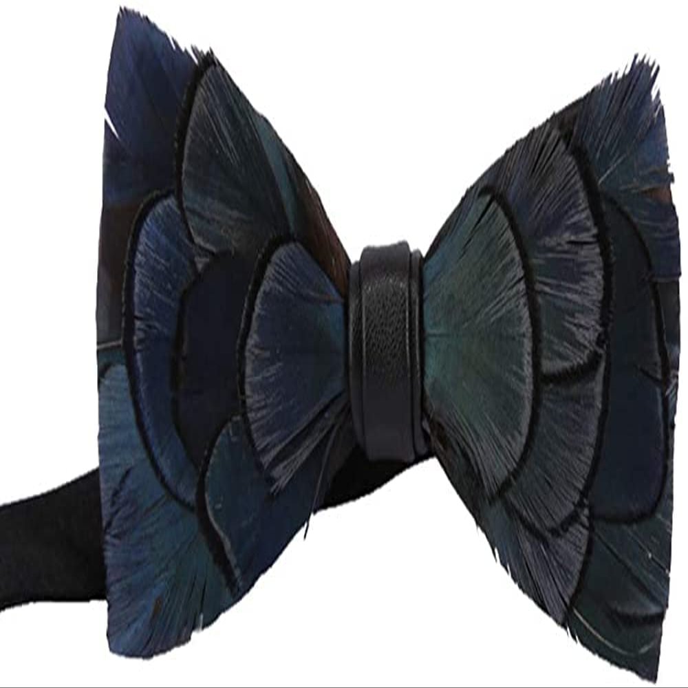 Galsawi Men's Pre-Tied Bow Tie Handmade Feathers Bowtie Adjustable Length Necktie