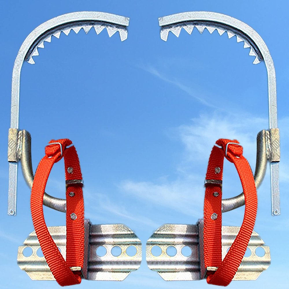 Tree Climbing Spike Set Adjustable Climbing Spikes and Harness Pedal Tool for Climbing Hunting Fruit Picking Cutting Tree, Tree Work(Size:Model 450)