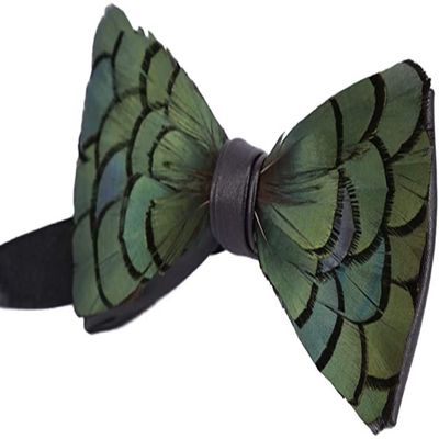 Galsawi Men's Pre-Tied Bow Tie Handmade Feathers Bowtie Adjustable Length Necktie