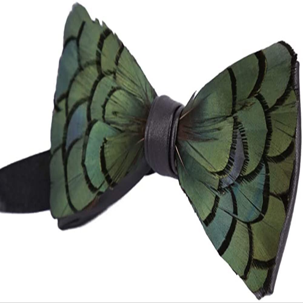 Galsawi Men's Pre-Tied Bow Tie Handmade Feathers Bowtie Adjustable Length Necktie