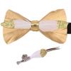 Galsawi Men's Pre-Tied Bow Tie Handmade Feathers Bowtie and Brooch Set view 1