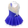Aislor Kids Girls Roller Figure Ice Skating Dress Sequins Floral Sleeveless Leotard Dress Ballet Dance Skirt Dance wear Blue&White 8 Years view 2