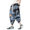 DOSLAVIDA Men's Casual Elastic Waist Linen Capri Pants Wide Leg Baggy Cotton Harem Yoga Trousers Loose Patchwork Shorts view 1
