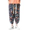 DOSLAVIDA Men's Casual Elastic Waist Linen Capri Pants Wide Leg Baggy Cotton Harem Yoga Trousers Loose Patchwork Shorts view 3