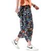 DOSLAVIDA Men's Casual Elastic Waist Linen Capri Pants Wide Leg Baggy Cotton Harem Yoga Trousers Loose Patchwork Shorts view 4