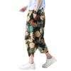 DOSLAVIDA Men's Casual Elastic Waist Linen Capri Pants Wide Leg Baggy Cotton Harem Yoga Trousers Loose Patchwork Shorts view 1