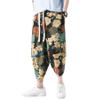 DOSLAVIDA Men's Casual Elastic Waist Linen Capri Pants Wide Leg Baggy Cotton Harem Yoga Trousers Loose Patchwork Shorts view 4