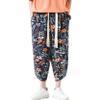 Mens Harem Pants Patchwork Baggy Capri Pants Elastic Waist Japanese Shorts view 3