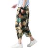 Mens Harem Pants Patchwork Baggy Capri Pants Elastic Waist Japanese Shorts view 1