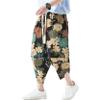 Mens Harem Pants Patchwork Baggy Capri Pants Elastic Waist Japanese Shorts view 2