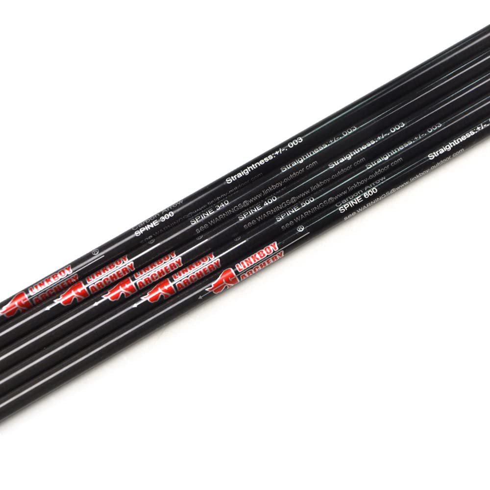 HNZMDY 30/32 Inch 6.2mm Archery Pure Carbon Arrow Shafts Spine 300/340/400/500/600/700/800 Shaft Tubes with Aluminum Insert for DIY Compound Recurve Bow Shooting (Spine 600, 32 inch Shaft)