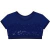 Aislor Girls Sparkly Sequins Fitness Sports Crop Tops Cap Sleeves Keyhole Back Shirt Vest 09Dark Blue^^ 6 Years view 3