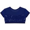 Aislor Girls Sparkly Sequins Fitness Sports Crop Tops Cap Sleeves Keyhole Back Shirt Vest 09Dark Blue^^ 6 Years view 4