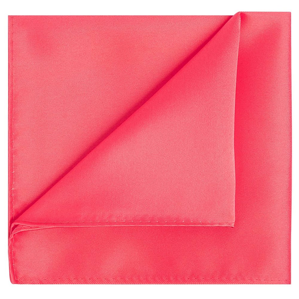 KissTies Coral Reel Mens Pocket Square Satin Watermelon Color Hanky + Gift Box