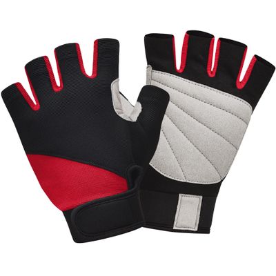 ChinFun Kayaking Gloves for Men Padded Palm Fingerless Gloves for Water Ski, Canoeing, Windsurfing, Kiteboarding, Sailing, Jet Skiing and Stand-UP Paddle Boarding Red & Black S