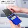 YESIIW Pop up Credit Card Holder RFID Blocking with Money Pocket Minimalist Business Card Wallet for Men Slim Aluminum Metal Bank Card Case for Cards and Notes and Coins Royal Blue view 2