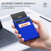 YESIIW Pop up Credit Card Holder RFID Blocking with Money Pocket Minimalist Business Card Wallet for Men Slim Aluminum Metal Bank Card Case for Cards and Notes and Coins Royal Blue view 3
