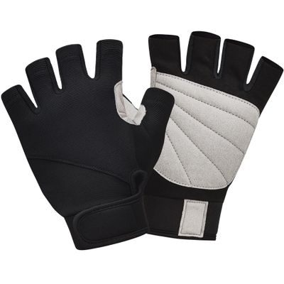 ChinFun Unisex Sailing Gloves Padded Palm Fingerless Kayaking Glove- Perfect for Paddling, Canoeing for Men Women & Youth Grey & Black M