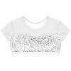 Aislor Girls Sparkly Sequins Fitness Sports Crop Tops Cap Sleeves Keyhole Back Shirt Vest 09White^^ 14 Years view 1