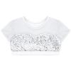 Aislor Girls Sparkly Sequins Fitness Sports Crop Tops Cap Sleeves Keyhole Back Shirt Vest 09White^^ 14 Years view 2