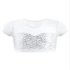 Aislor Girls Sparkly Sequins Fitness Sports Crop Tops Cap Sleeves Keyhole Back Shirt Vest 09White^^ 14 Years view 3