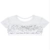 Aislor Girls Sequins Short Sleeves Crop Top Sports Athletic Dance Bra Tank Top Yoga Workout Gymnastic Shirts Dancewear White 14 Years view 4