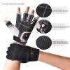ChinFun Kayaking Gloves Fingerless Padded Palm Fishing Gloves Men for Sailing Paddling Canoeing Workout Women Youth Kids Black XL view 2