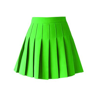 ZHANCHTONG Women's High Waist A-Line Pleated Mini Skirt Short Tennis Skirt (Fluorescent Green, XL)
