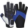 ChinFun Sailing Gloves 3/4 Finger Padded Palm Mesh Back for Comfort for Kayaking Fishing Paddling Canoeing Rowing Boaters Workout Gloves for Men Women Youth Kids Blue L view 1