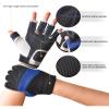 ChinFun Sailing Gloves 3/4 Finger Padded Palm Mesh Back for Comfort for Kayaking Fishing Paddling Canoeing Rowing Boaters Workout Gloves for Men Women Youth Kids Blue L view 2