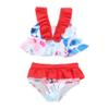 Girls' Bikini Sets Kids Ruffle Strap Off Shoulder Swimsuits Cartoon Novelty Swimwear Tankini for Girls 2~12 Years Two Piece (Large, Red) view 1