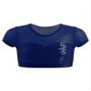 Aislor Girls Sequins Short Sleeves Crop Top Sports Athletic Dance Bra Tank Top Yoga Workout Gymnastic Shirts Dancewear Dark Blue 6 Years view 1