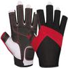 ChinFun Sailing Gloves Fingerless Grip Padded Palm for Kayaking, Fishing, Paddling, Canoeing, Rowing - Boaters Workout Accessories for Men, Women, Youth, Kids - Red L view 1